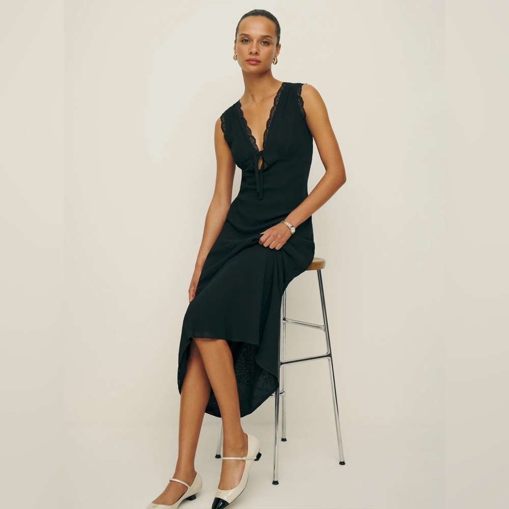 NEW  Reformation Sharla Long Dress Lace Black | size XS - Picture 2 of 9